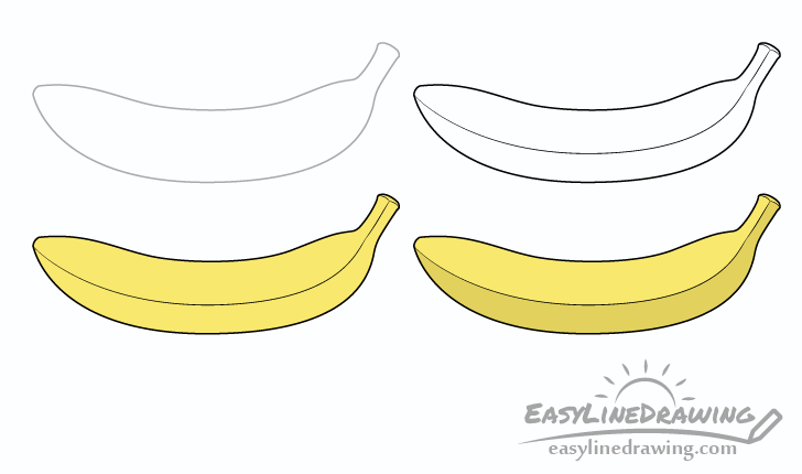 Banana drawing step by step