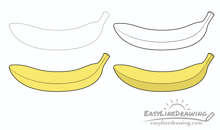 banana drawing step by step