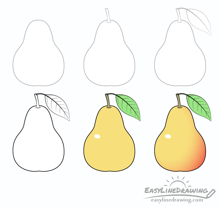 Pear drawing step by step