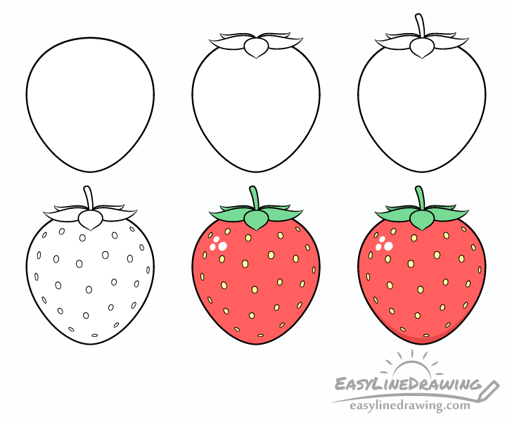 strawberry drawing step by step strawberry drawing step by step