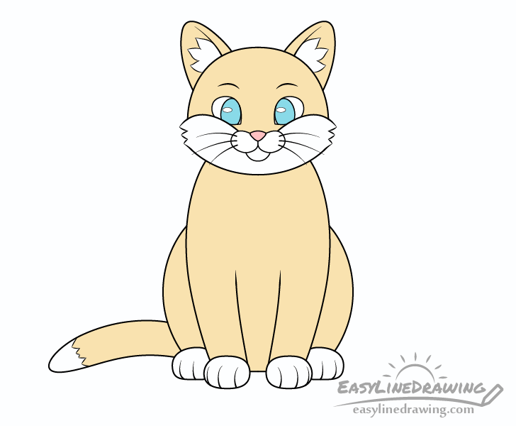 how to draw a cartoon cat step by step