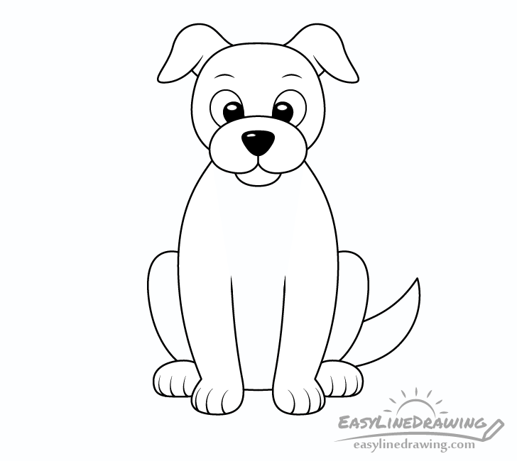 dog line drawing - Cách vẽ con chó đơn giản với 8 bước cơ bản có hướng dẫn chi tiết