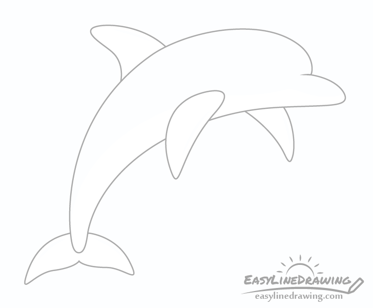 Dolphin fin and flippers drawing