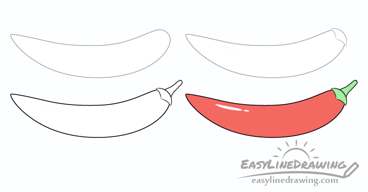 Hot pepper drawing step by step