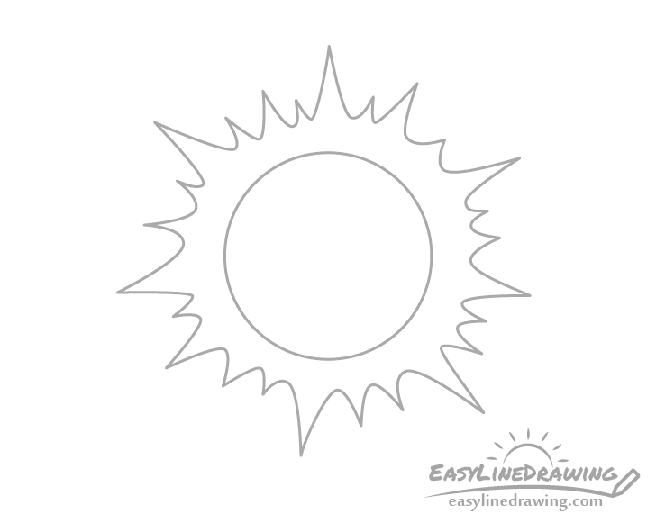 Cartoon sun line drawing