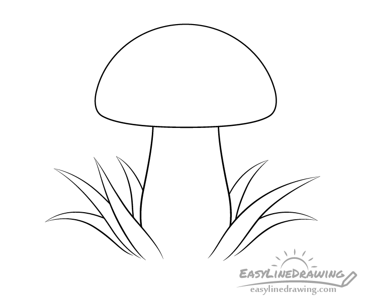 Mushroom with grass drawing