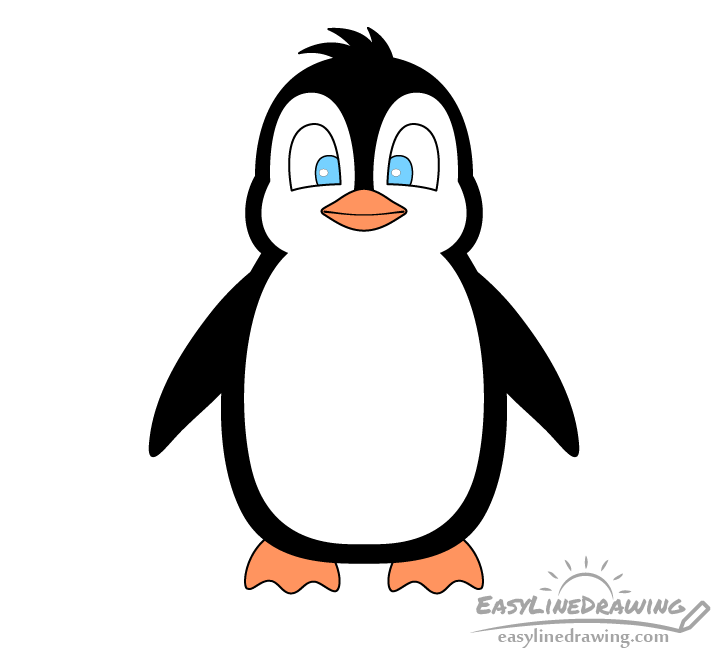 How to Draw a Penguin Step by Step - EasyLineDrawing