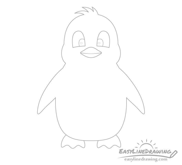 Penguin head feathers drawing