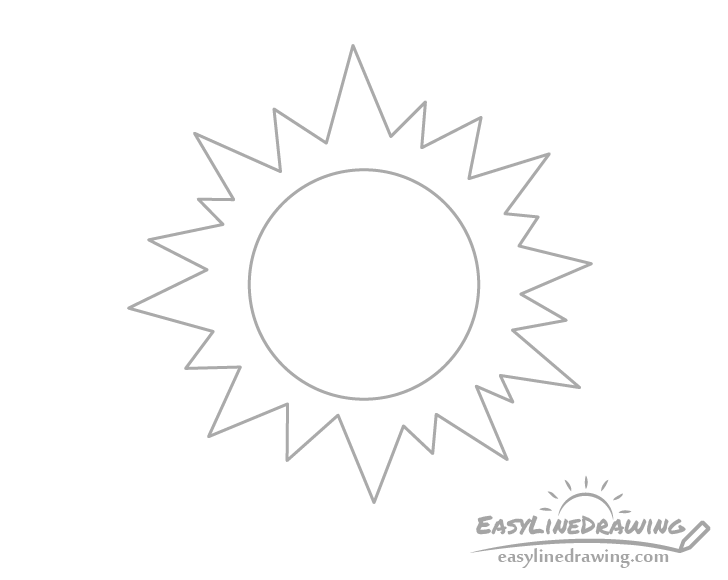 Stylized sun line drawing