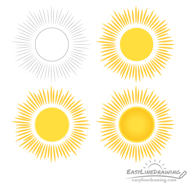 Sun drawing step by step