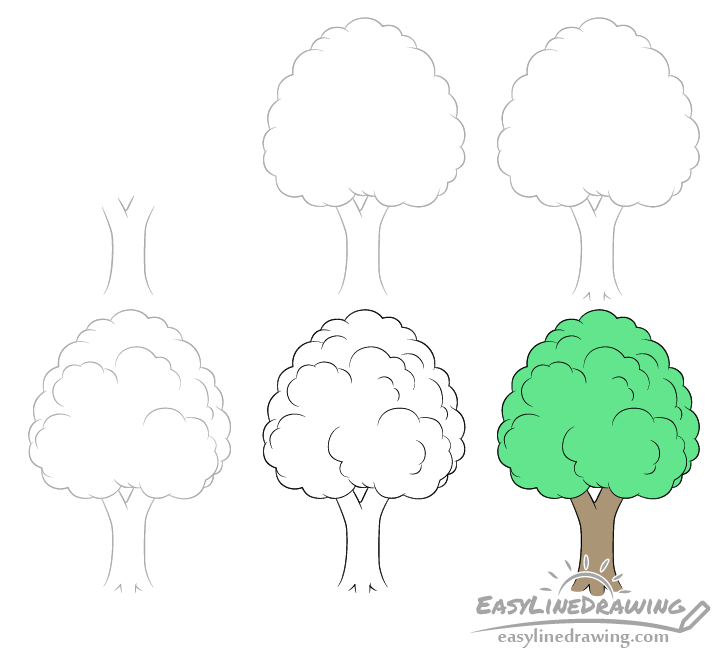 How to draw a tree step by step