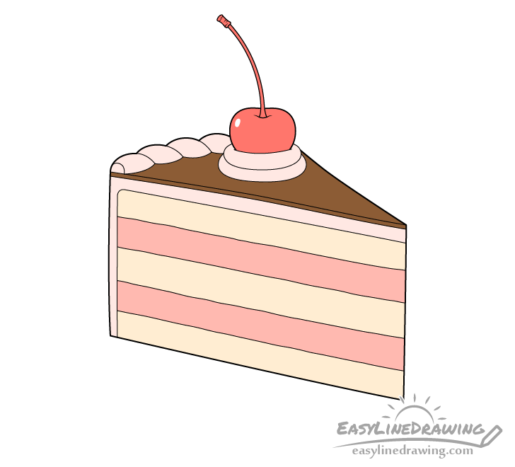 Premium Vector  Piece of cake with strawberry vector doodle drawing