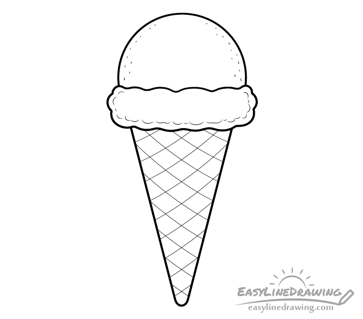 How To Draw An Ice Cream Cone Step By Step Easylinedrawing