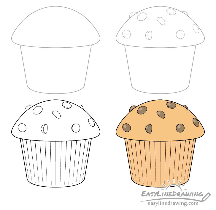 Muffin drawing step by step