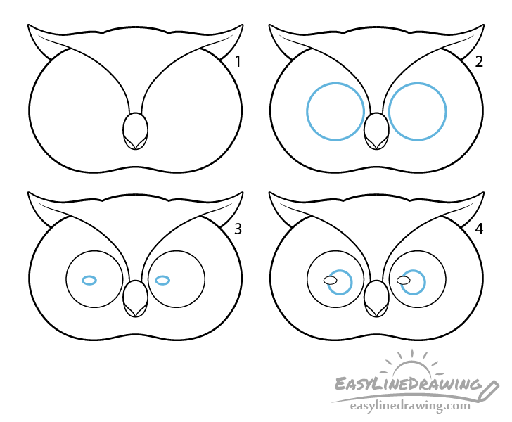 Owl eyes drawing step by step