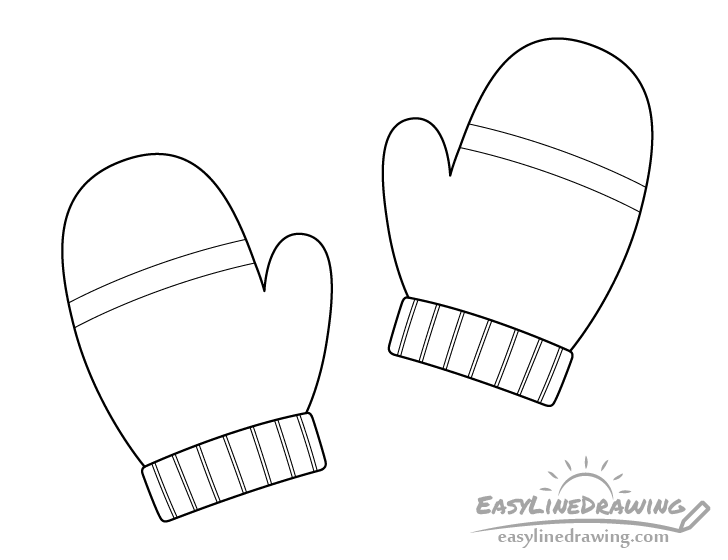 Mittens line drawing