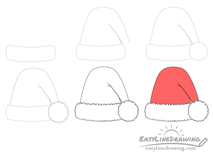 Santa hat drawing step by step