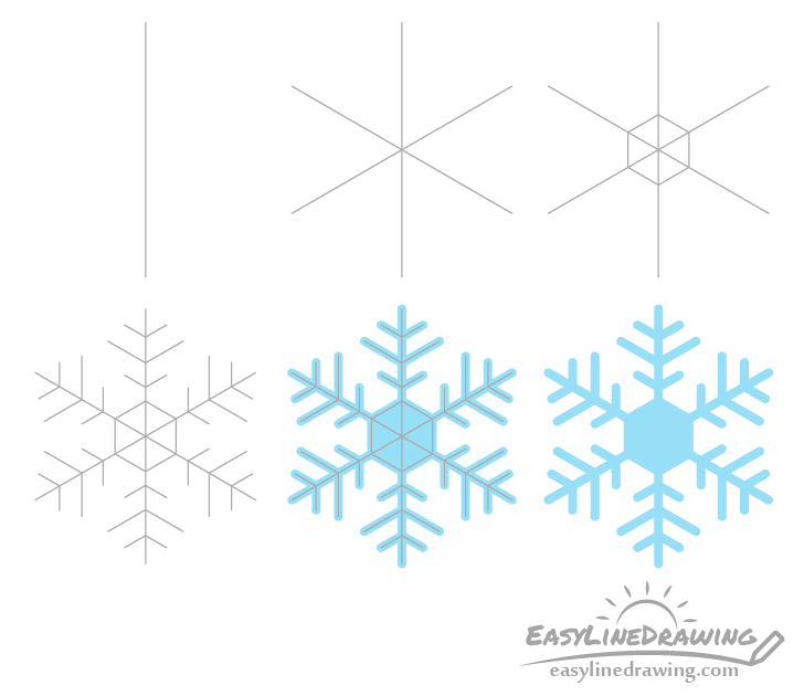 Snowflake drawing step by step