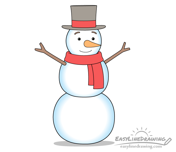 How to Draw a Snowman Step by Step - EasyLineDrawing