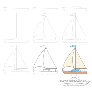 How to Draw A Boat Step by Step - EasyLineDrawing