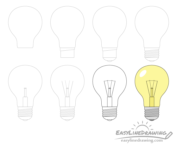 Set of transparent, opaque, glowing and energy saving spiral electric bulb,  sketch style vector illustration isolated on white background. Realistic  hand drawing of round and spiral light bulbs Stock Vector | Adobe