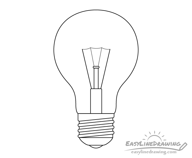 Vores firma vokse op fløjte How to Draw a Light Bulb Step by Step - EasyLineDrawing