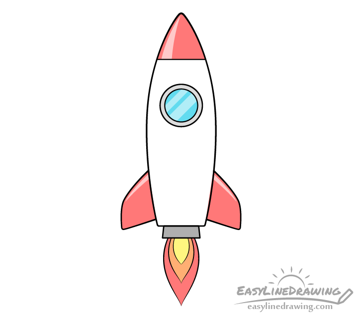How to Draw a Rocket Step by Step - EasyLineDrawing