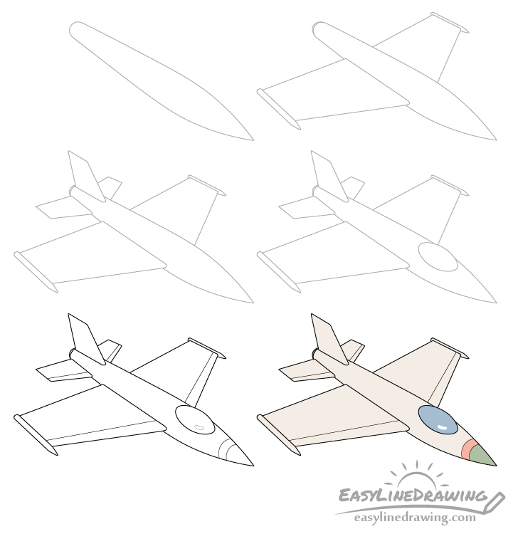 Fighter jet drawing step by step