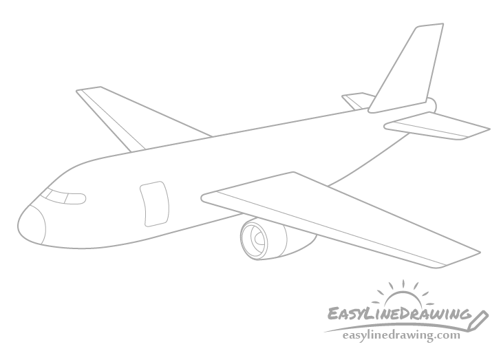 Sketch passenger airplane commercial aviation Vector Image