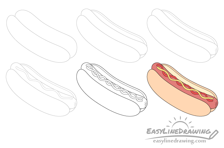 Hot dog drawing step by step
