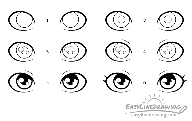 Girl eyes drawing step by step