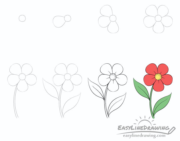 flower drawing step by step