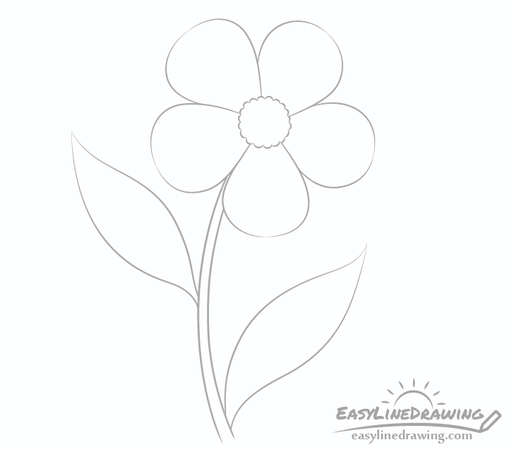 Simple sketch with a flower and leaves Royalty Free Vector