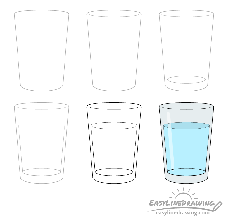 Glass of water drawing step by step