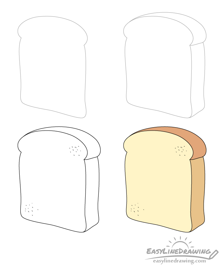 Bread slice drawing step by step