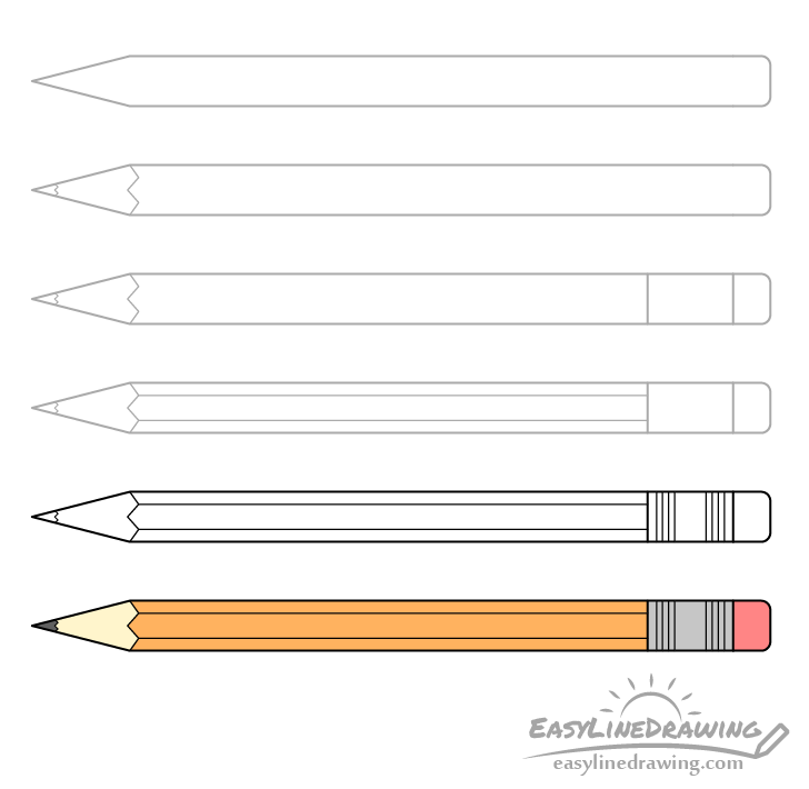 How to Draw a Pencil Step by Step - EasyLineDrawing