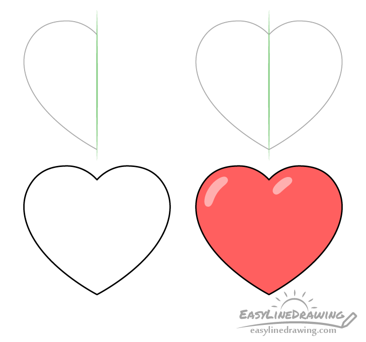 How To Draw A Heart Step By Step Easylinedrawing