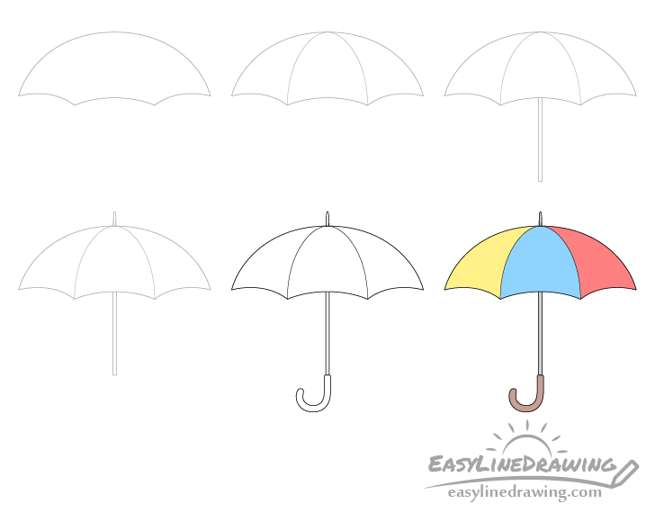How To Draw An Umbrella Step By Step EasyLineDrawing
