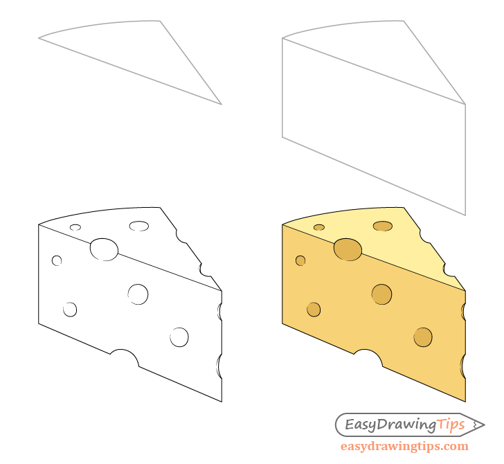 Cheese drawing step by step