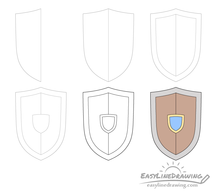 Shield drawing step by step