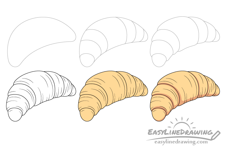Croissant drawing step by step