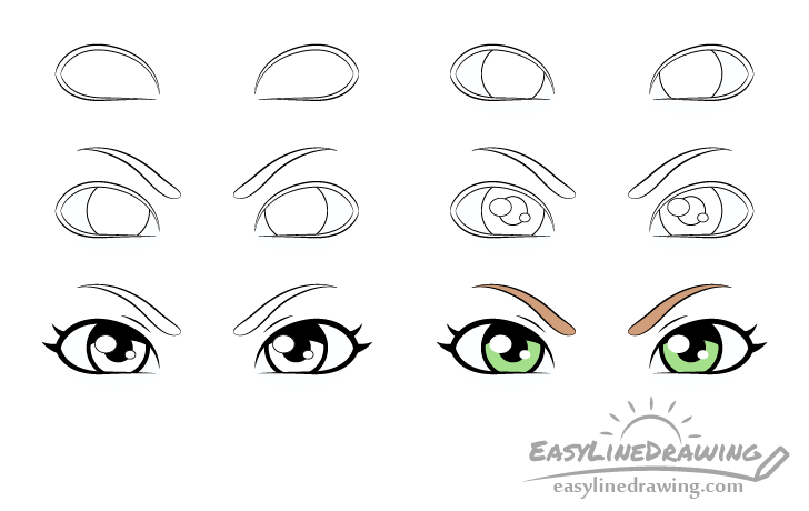 Angry eyes drawing step by step