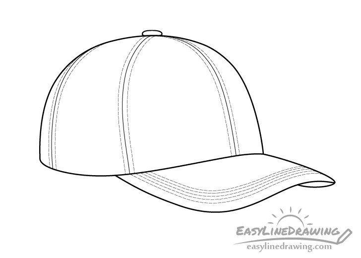 How to Draw a Baseball Cap Step by Step - EasyLineDrawing