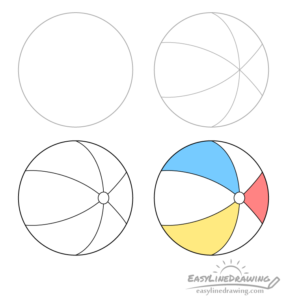How to Draw a Beach Ball Step by Step - EasyLineDrawing