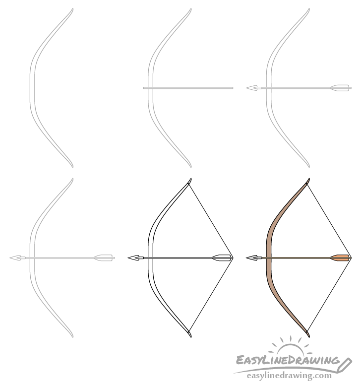 Bow and arrow drawing step by step