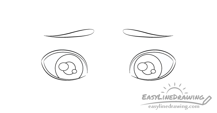 Embarrassed eyes pupils drawing