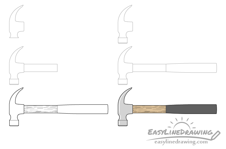 Hammer drawing step by step