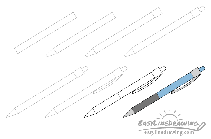 Pen drawing step by step