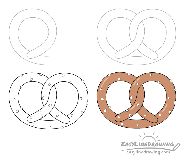 Pretzel drawing step by step