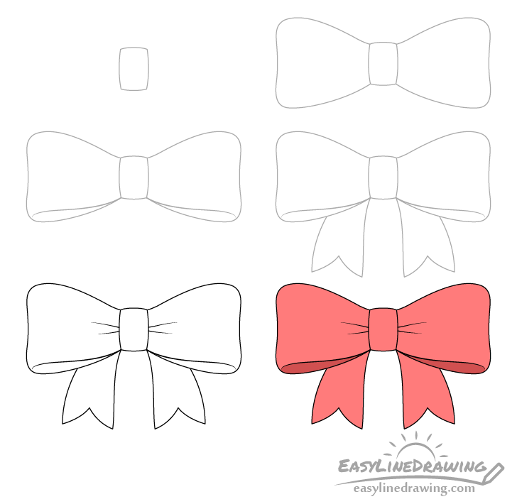 Ribbon drawing step by step